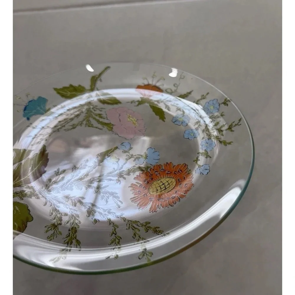 Vintage Arcoroc France Dorothy Thorpe Style Wildflower Plates ~7 inch, Set of 5